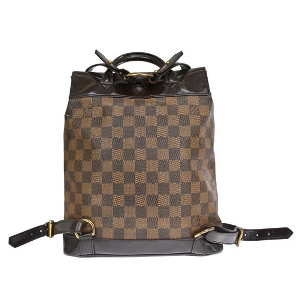 LOUIS VUITTON Logo Soho Backpack Bag Damier Ebene Leather Brown - Picture 5 of 16